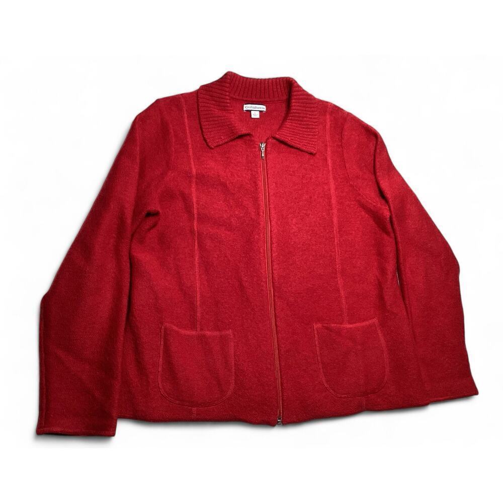 Croft & Barrow‎ 100% wool full zip jacket/sweater
 wome’s L Red